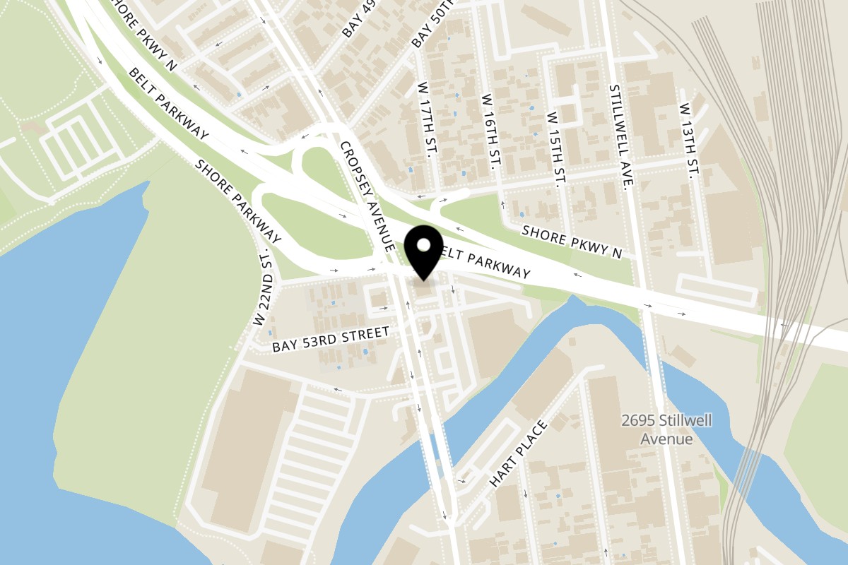 Map showing the location of Parkview Diner on 2939 Cropsey Ave in Brooklyn